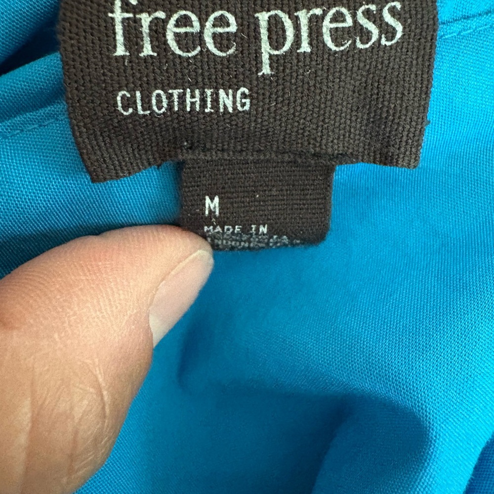 Free Press Turquoise Asymmetrical Ruffle Blouse - Picture 5 of 8